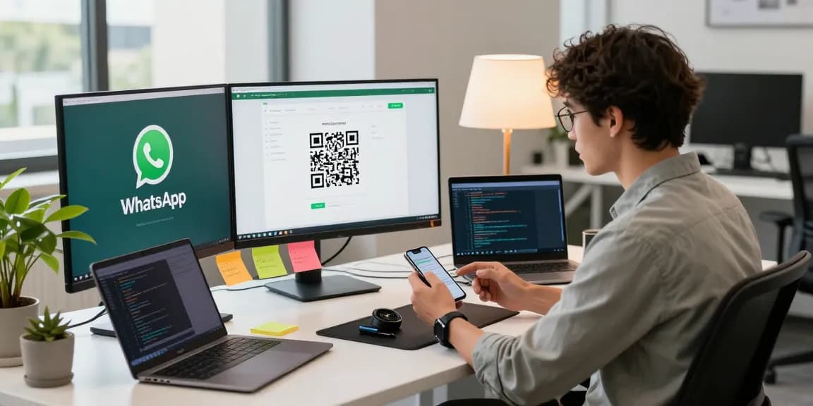 Engaging with WhatsApp網頁版 in a modern tech workspace
