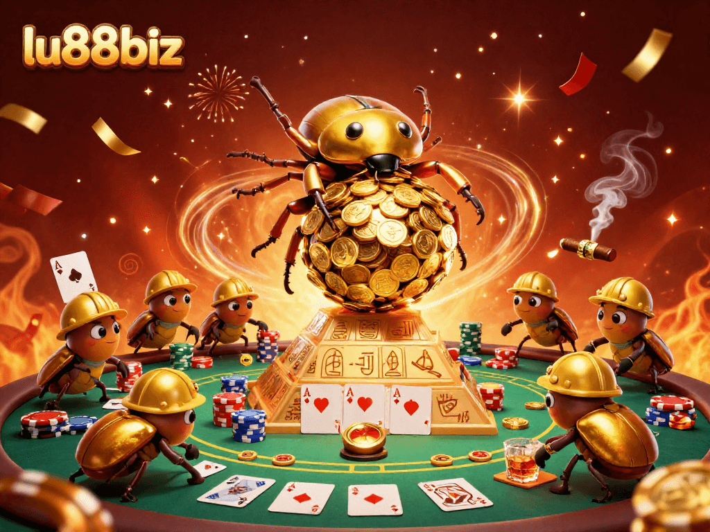 Experience excitement with the lu88biz golden beetle theme showcasing unique casino elements.