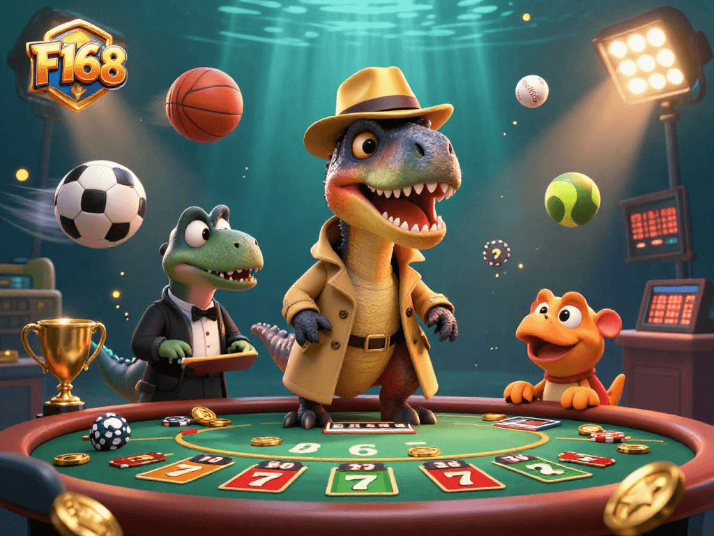 Experience the thrilling excitement of F168 gaming with a velociraptor card counter and stegosaurus pit boss.