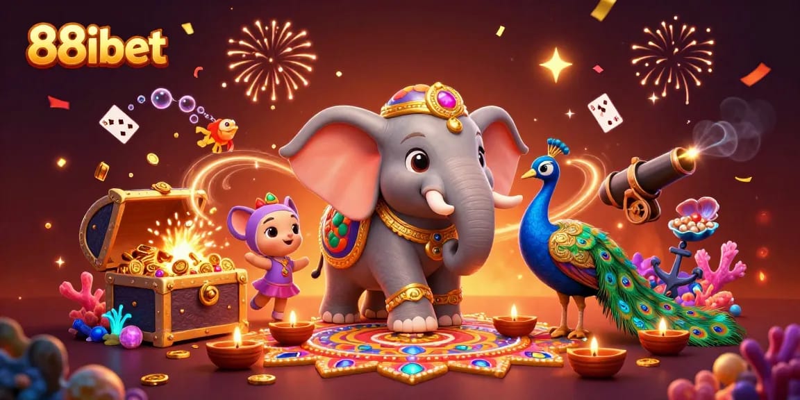 Engage in thrilling adventures with 88ibet's colorful treasure-themed digital artwork showcasing vibrant slots action.