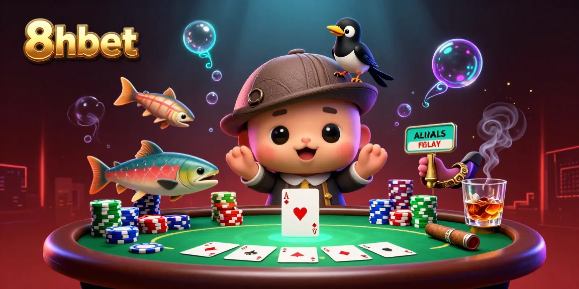 Play excitement with 8xbet featuring a playful Nessie and poker elements for thrilling gaming.