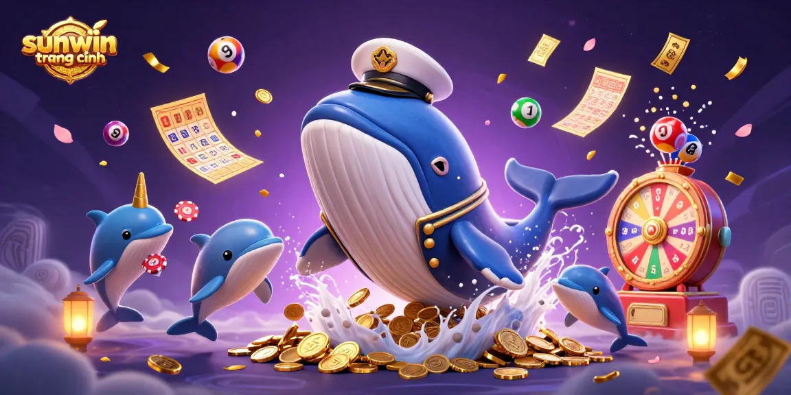 Engage in the exciting world of gaming with sunwin trang chính featuring a whale and lively casino elements.