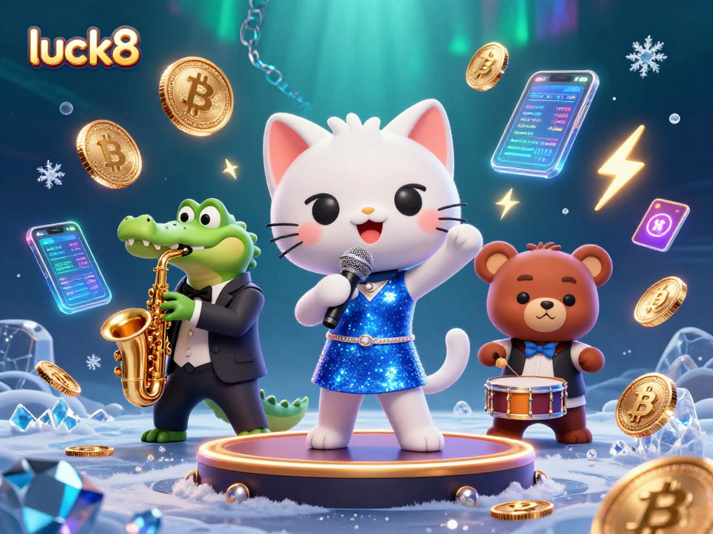 Experience the winning energy at luck8 with vibrant 3D characters in a dynamic casino scene.