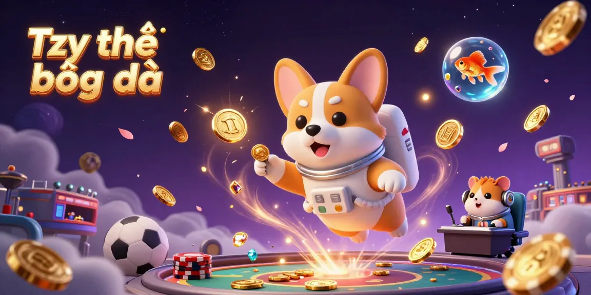 Engage in thrilling Tỷ lệ bóng đá betting with floating coins and vibrant graphics in this exciting illustration.