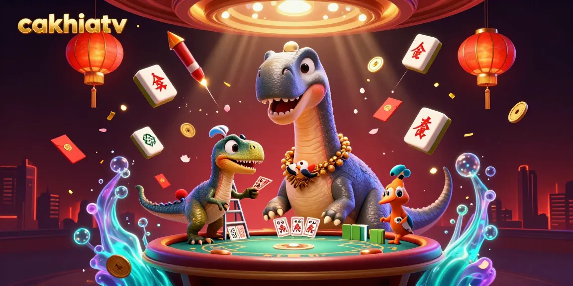 Experience stunning gambling action with cakhiatv's vibrant 3D casino illustration featuring exciting characters and games.
