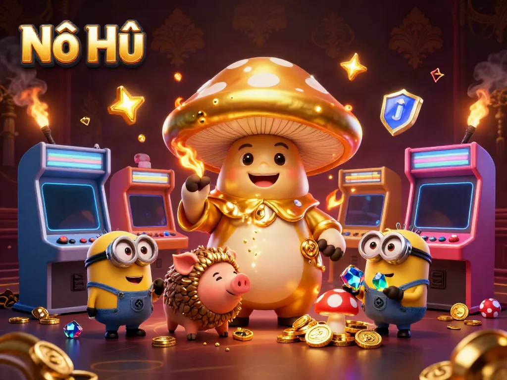 Engage with Nổ Hũ in a vibrant 3D casino adventure full of magical characters and glowing treasures.