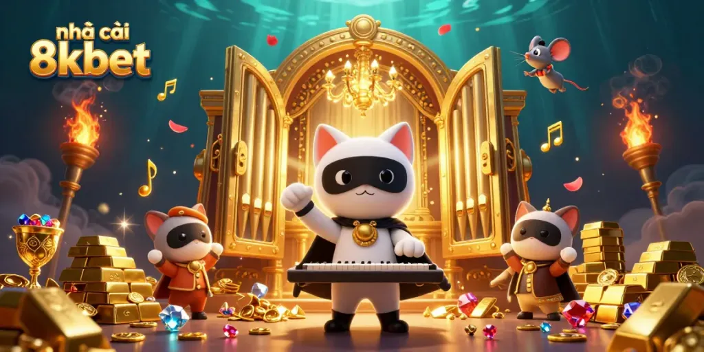 Experience the thrill of gambling at nhà cái 8kbet with vibrant casino elements and characters.