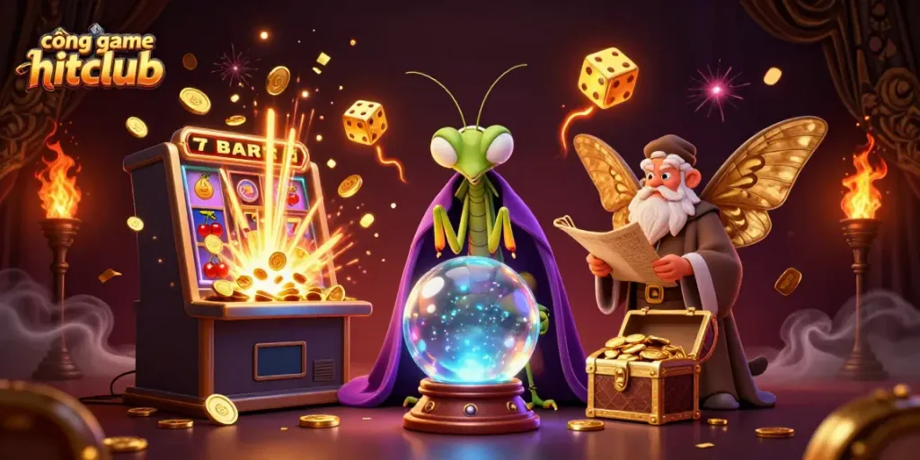 Explore exciting jackpots at cổng game hitclub with vibrant characters and dynamic casino elements.