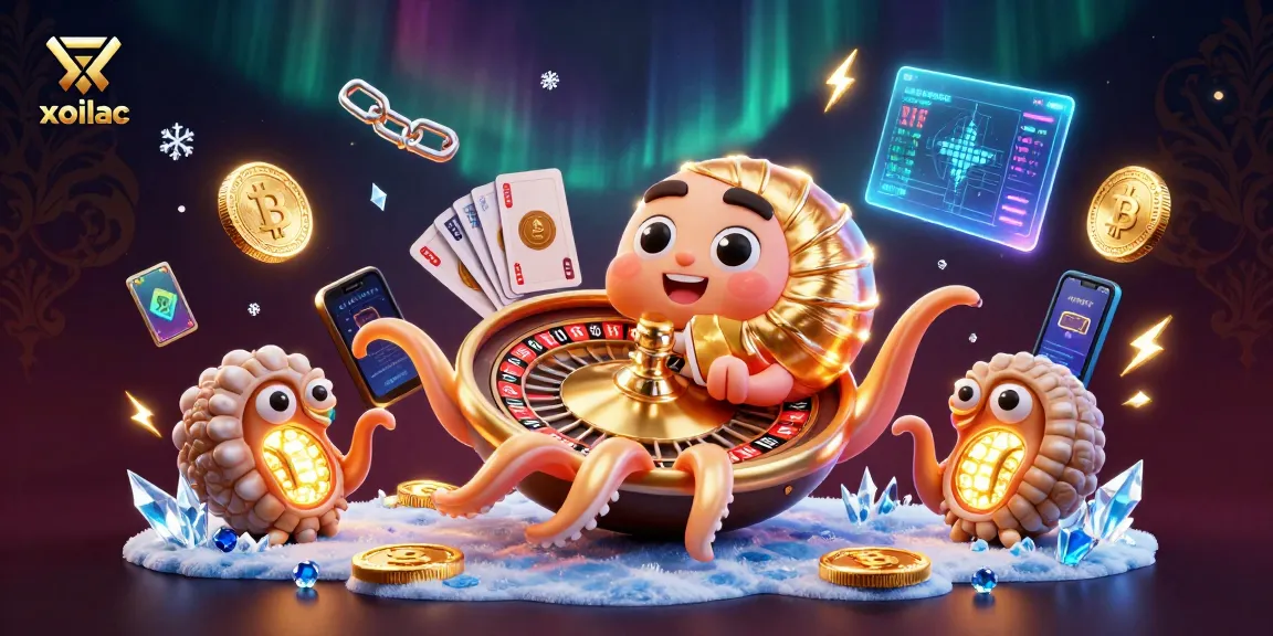 Spin the exciting roulette with xoilac and glowing cryptocurrency elements in a vibrant casino scene.