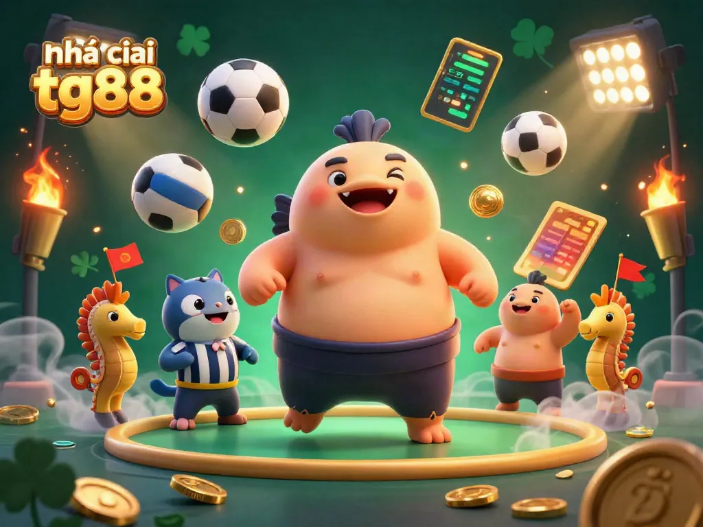Experience action with Nhà cái tg88 as a fugu inflatable champion surrounded by sports elements