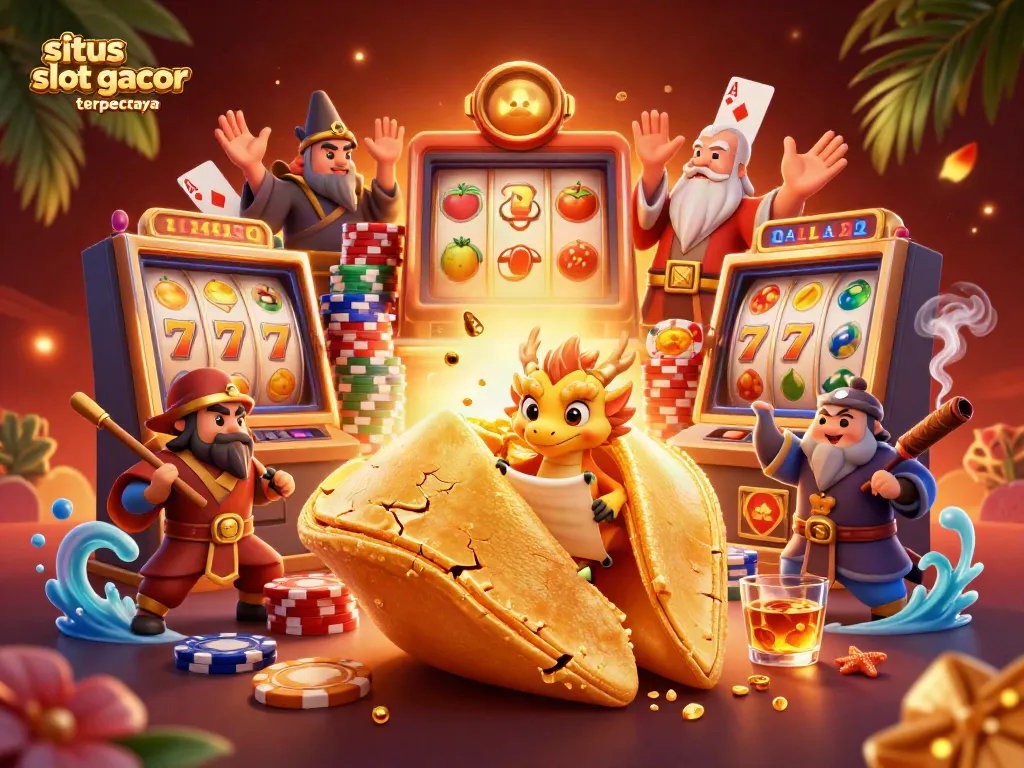 Experience the fun at situs slot gacor terpercaya with an exciting, golden-themed casino scene.