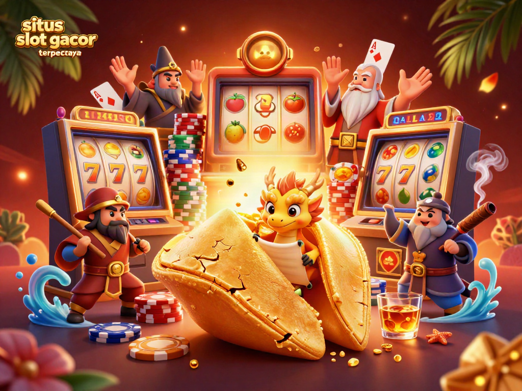 Experience the fun at situs slot gacor terpercaya with an exciting, golden-themed casino scene.