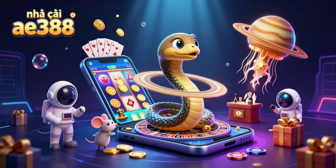 Experience the thrilling action at nhà cái ae388 with vibrant casino elements and cosmic dealer.