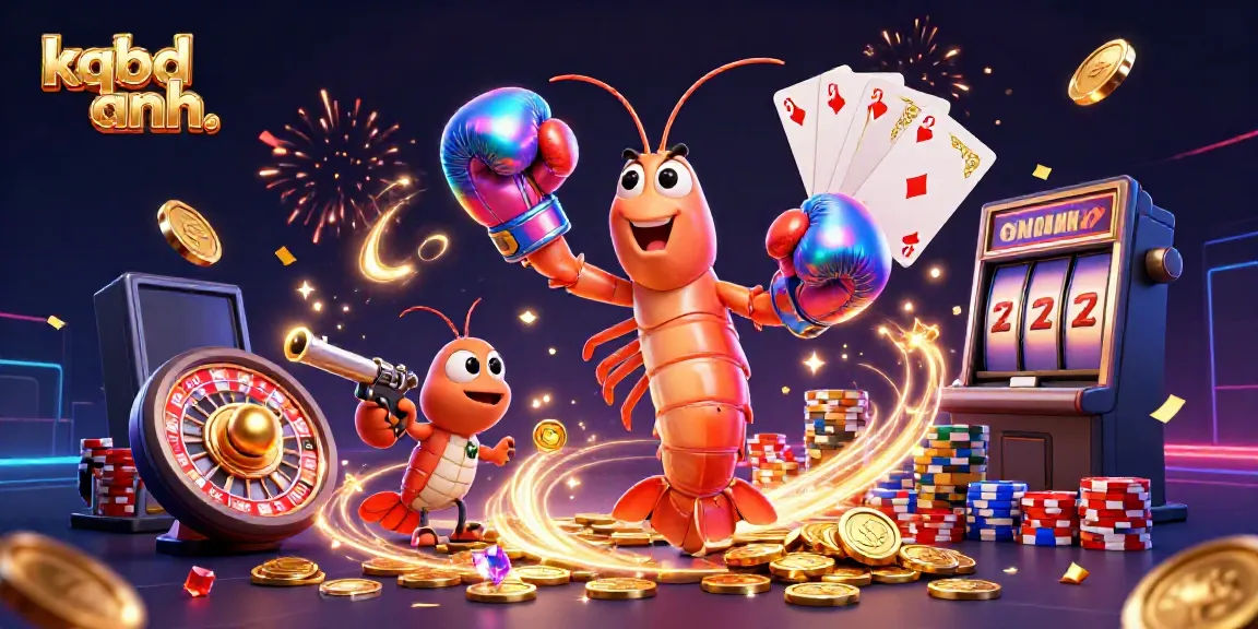 Experience the thrilling action of kqbd anh. with vibrant casino elements, featuring lively shrimp characters.