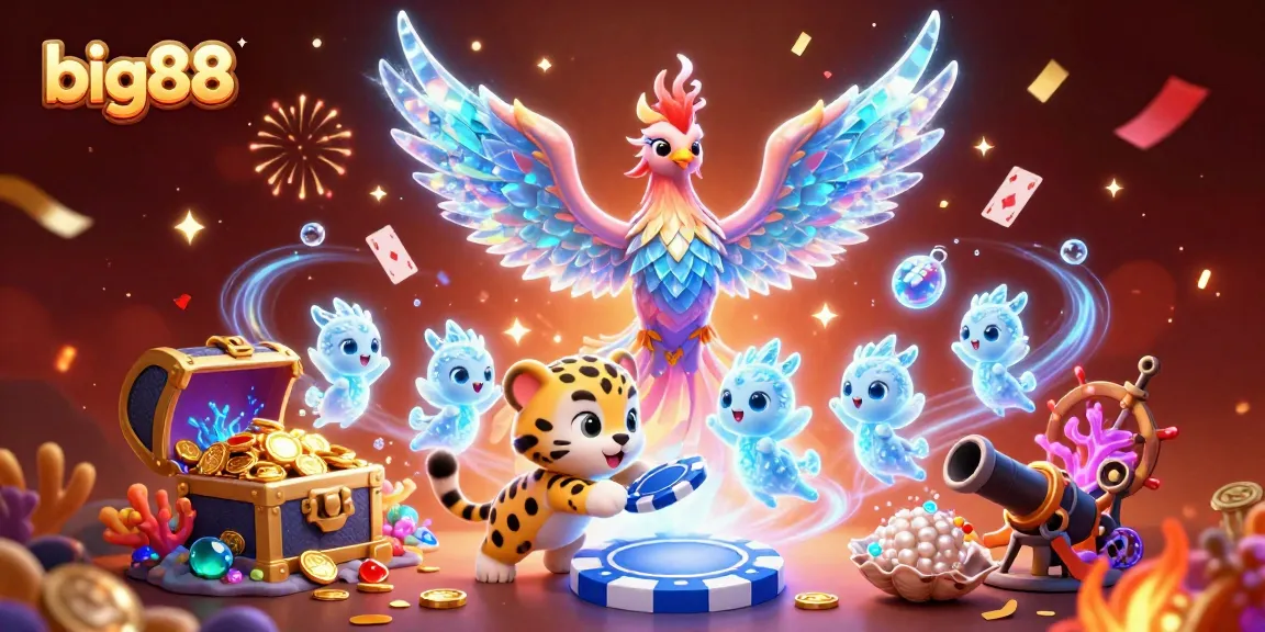 Experience the thrill of big88 with a dazzling 3D illustration showcasing a magical casino theme.