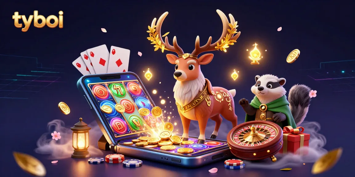 Experience thrilling gameplay with tyboi's vibrant 3D casino scene featuring animated characters and dynamic gaming elements.