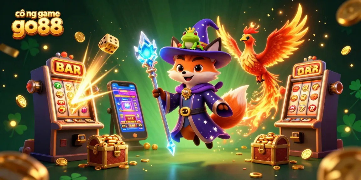 Experience thrilling gameplay with cổng game go88 featuring a magical wizard fox and dynamic casino elements.