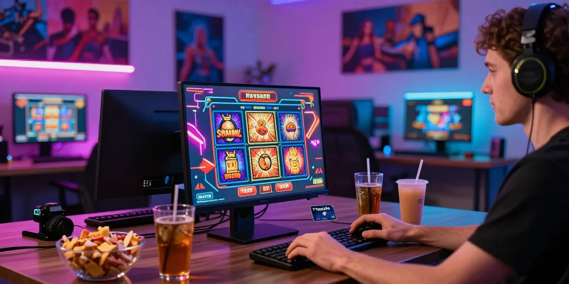 Szenen aus einem Paysafe Card Casino, die einen Spieler zeigen, der Online-Gaming mit lebhaften Grafiken und ansprechender Atmosphäre genießt.