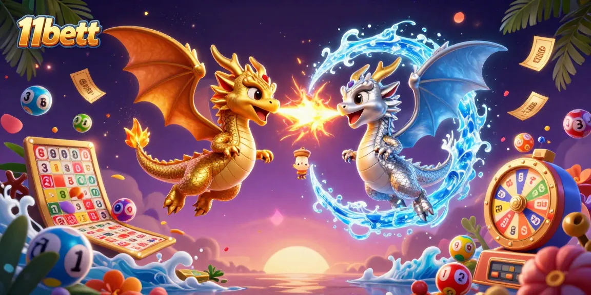 Experience thrilling gameplay with 11bett's dynamic lottery scene featuring dragons, games, and prizes.