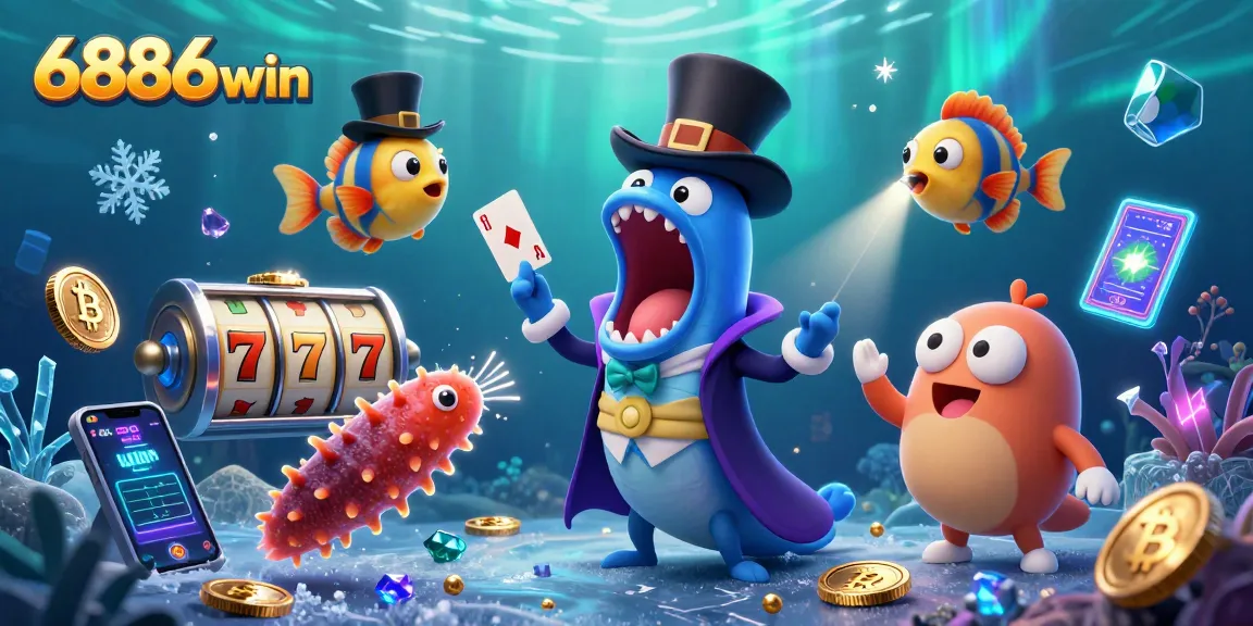 Experience the thrill of 6886win with vibrant slot games amidst a whimsical underwater scene.
