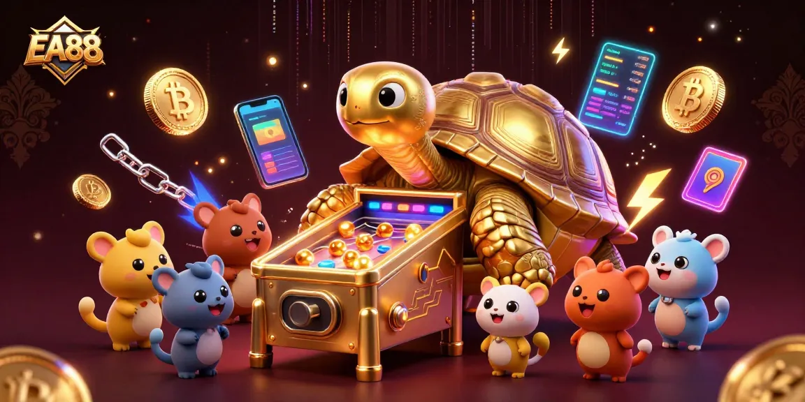 Experience exciting gameplay at EA88 with the colossal tortoise pinball machine and crypto elements.