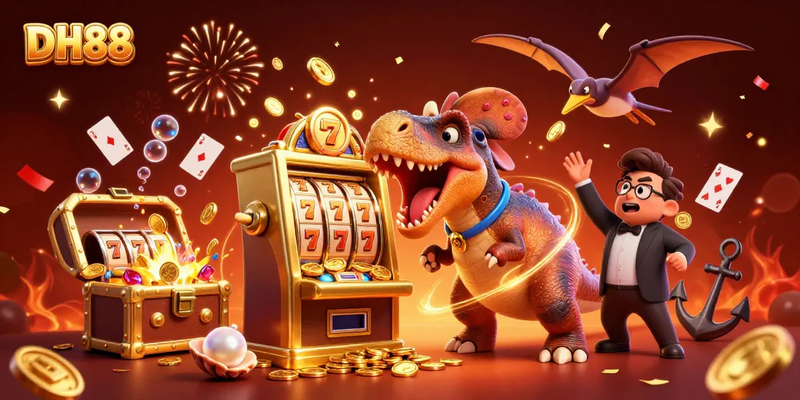 Experience excitement at DH88 with a 3D pachycephalosaurus hitting a jackpot slot machine